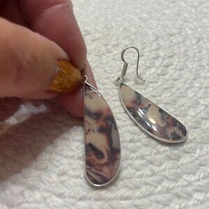 Gorgeous PORCELAIN JASPER Handmade Sterling 925 Dangle Earrings #785D